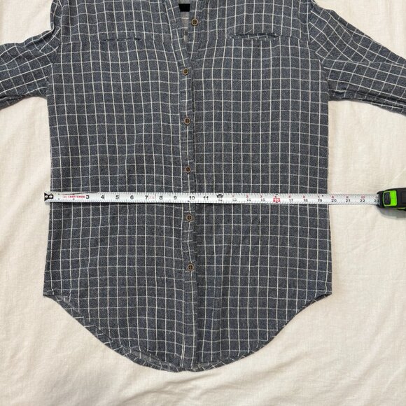Brandy Melville Blue and Grey Plaid Button up Flannel - Picture 5 of 5